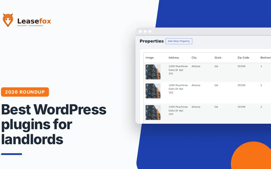 Best WordPress plugins for landlords in 2026 with LeaseFox properties screen