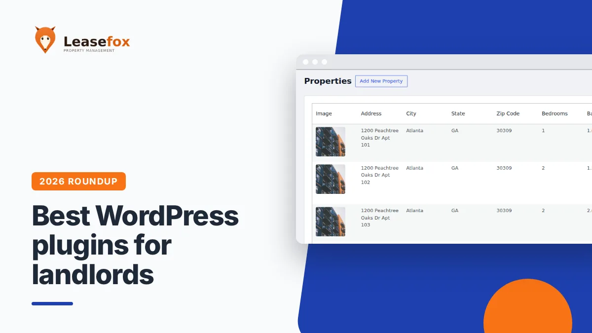 Best WordPress plugins for landlords in 2026 with LeaseFox properties screen